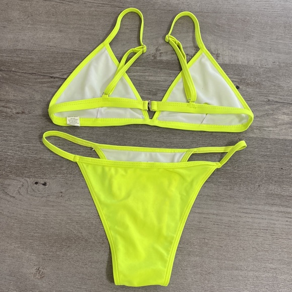 Neon Yellow Triangle Bikini - Picture 2 of 2